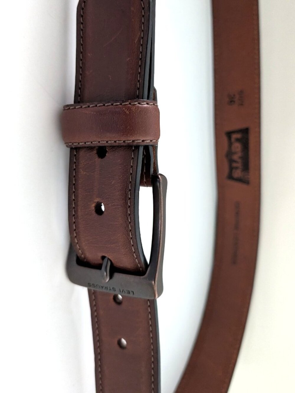 Levi's Genuine Leather Dress Belt Men's Brown Size 36 Weastern Equestrian Work